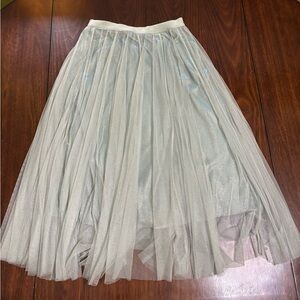 Anthropologie Tulle Midi Skirt - Light Mint
